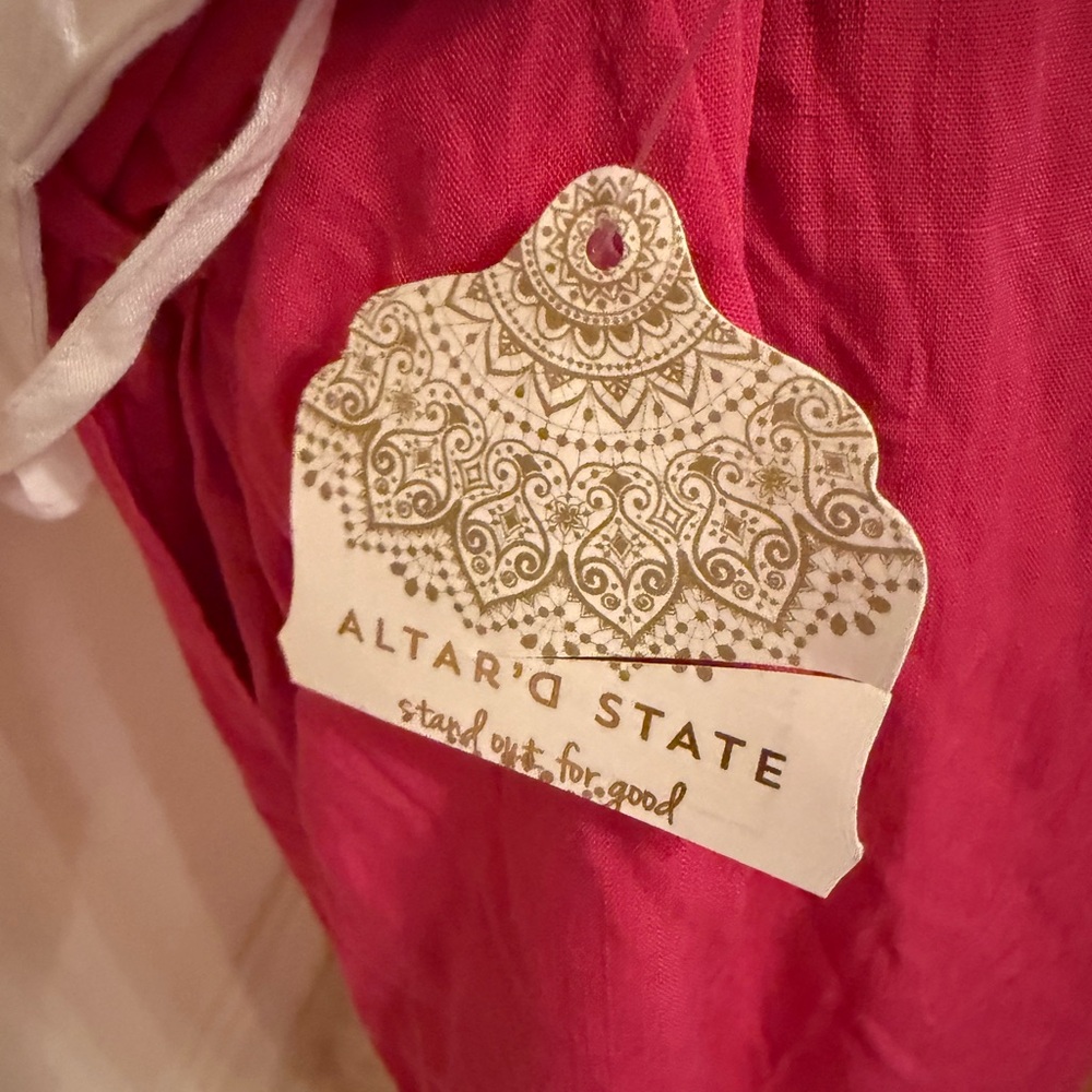 NWT Altar’d State Tori Jumpsuit in pink & white Sz large - Picture 11 of 12